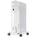 HEATZONE - 1500W - Electric Oil-Filled Home Energy-Efficient Portable Space Heater with Adjustable Thermostat Safety Shut-Off - 3 Heat Settings - White