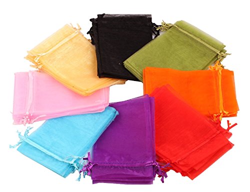 GBSTORE 100 Pcs Mixed Color 5x7 Inches Wedding Party Favor Satin Drawstring Organza Bags Pouch