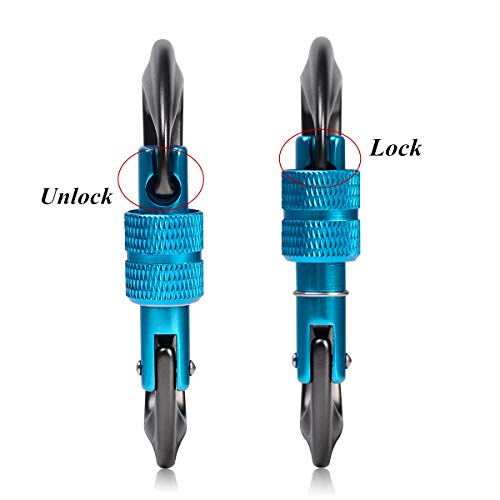 STURME Carabiner Clip 12KN Aluminium Wiregate Lightweight Heavy Duty Large Strong Durable D-Ring Hooks Spring Snap Link Keychain Clips Set for Hammock Improved Design 2018 (Black)