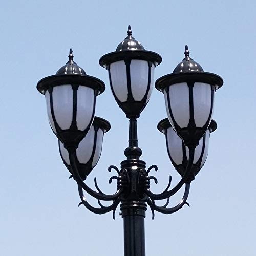 MRFX European-Style Garten Beleuchtung, Schwarz 5-Post Rasen Säule Scheinwerfer, im Freien Landschaftsbeleuchtung, Villa… – Bild 5