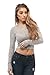 Khanomak Women's Brushed Knit Supersoft Crop Sweater Top (Large, HeatherGrey)