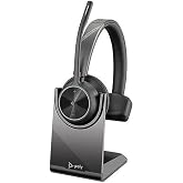 Poly - Voyager 4310 UC Wireless Headset + Charge Stand (Plantronics) - Single-Ear Headset w/Mic - Connect to PC/Mac via USB-A Bluetooth Adapter, Cell Phone via Bluetooth -Works with Teams, Zoom &amp;More