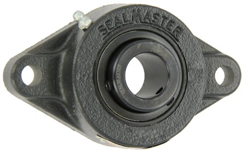 SealmasterMSFT-28 Medium Duty Flange Unit, 2 Bolt, Regreasable, Felt Seals, Setscrew Locking Collar, Cast Iron Housing, 1-3/4" Bore, 7-7/16" Overall Length, 6-3/16" Bolt Hole Spacing Width, 9/16" Flange Height