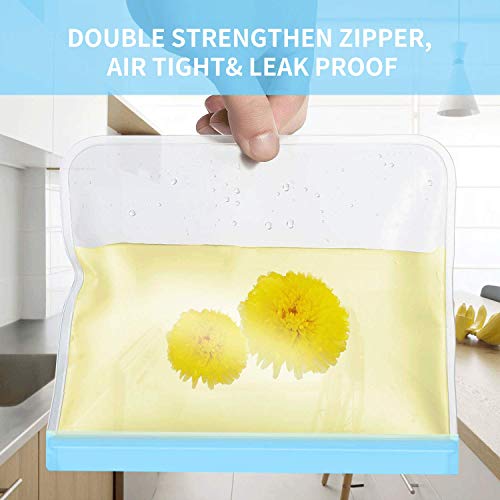 sherry Reusable Food Storage Bags,10 Pack Reusable Ziplock Bags Bread Box Set (4 Reusable Snack Bags 4 Reusable Lunch Bags 2 packs Gallon Freezer Bags) - Thumbnail 6