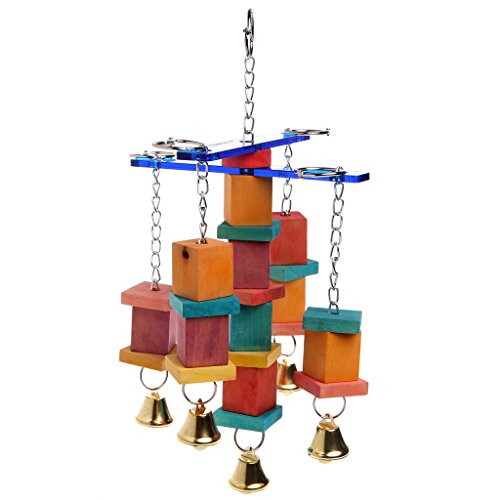 NNDA CO Pet Bird Parrot Parakeet Cockatiel Cage Hammock Swing Hanging Chew Wooden Toys,Wood+Acrylic,33cmx15cm/12.99''x5.9'', 1Pc
