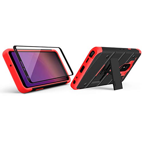 ZIZO Bolt Series LG Stylo 5 Case Military Grade Drop Tested with Full Glass Screen Protector Holster and Kickstand Black Red