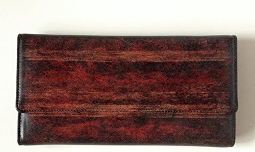 Women's Leather WALLET with ABSTRACT ART DESIGN Large Burgundy Wallet