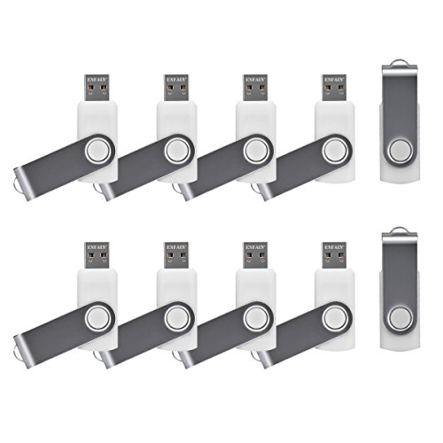 Enfain4GB USB 2.0 White Flash Drives Bulk 10 Pack Small Capacity Thumb Drives Swivel Zip Drive Pendrive Jump Drive Memory Sticks, with 12 White Labels for Marking