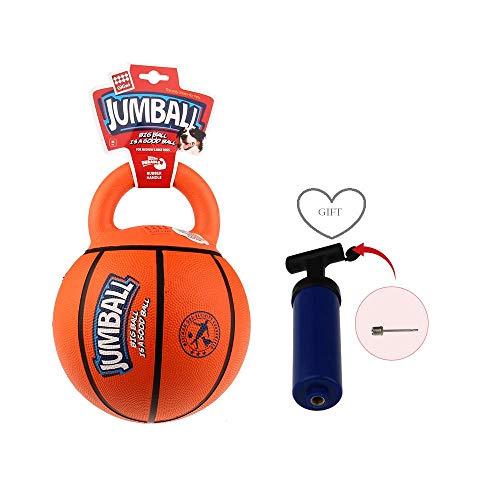 Gigwi JUMBALL Dog Tug and Dog Ball Toss Interactive Toy Dog Basketball Ball with Handle Dog Toy Diameter 8 Inches, Excercise Ball for Large Dogs But not Aggressive Chewers - Thumbnail 2