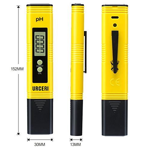 URCERI Digital PH Meter, PH Meter 0.01pH High Accuracy, Water Quality Tester with 0-14pH Measurement Range, for Household Drinking Water Swimming Pools Aquariums and Hydroponics
