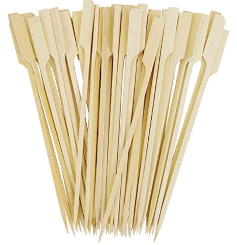 FIVOENDAR Set of 250 Bamboo Paddle Picks, Skewers - 7.87 Inches Long Bamboo Appetizer Skewers, BBQ Skewers for Outdoor Grilling, Marshmallows, Fondue, Shrimp, Brown