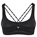 CRZ YOGA Women's Low Impact Strappy Sports Bra - Low Cut Wirefree Padded Yoga Bra Criss Cross Back Black X-Large