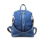 MiCoolker Women's Canvas with PU Leather Backpack Large Capacity Shoulders Bag Outdoor Travel Bag