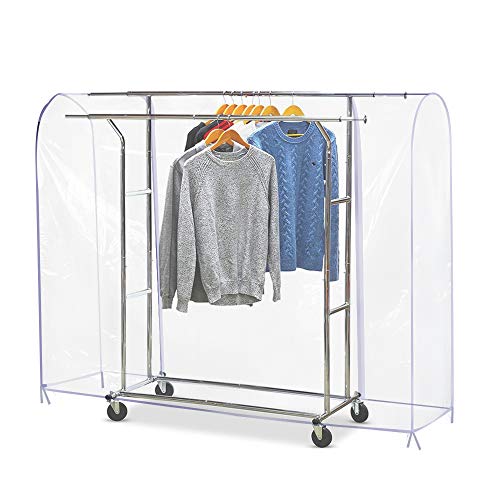 Garment Rack Cover,6Ft Transparent Dustproof Clothes Cover with 2