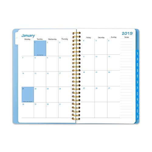 2019 Planner, Hardcover Weekly Monthly Yearly Personal Schedule Organizer Dated Agenda Book, January 2019-December 2019, 5.5 x 8 Inches