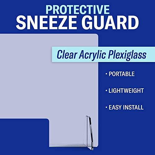 Protective Sneeze Guard for Counter and Desk Freestanding Clear