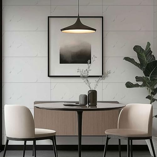 Vieshful 10 Adhesive Tiles 30 x 60 cm, Imitation Marble, Waterproof Adhesive Tiles for Kitchen, Bathroom, Living Room or TV Walls, White (Not Real Tiles)