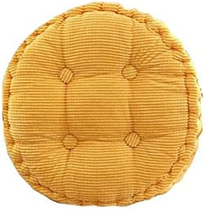 XJPP 40 * 40cm Round Corduroy Chair Cushion Seat Pad Mat for Home Office Floor Sofa (Yellow)