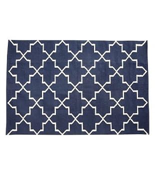 Hubsch Teppich Gewebt Baumwolle Blau Natur 120x180cm P