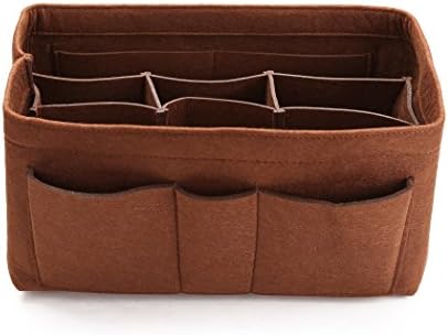 COKOO-Portable Multi-function Felt Purse Organizers，Insert Handbag Organizer Bag in Bag (Large, Brown)