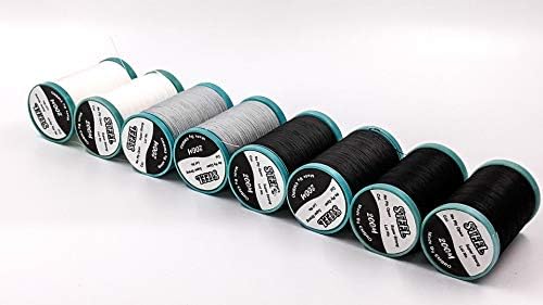 All Purpose Extra Strong Heavy Duty Bonded Sewing Thread (Plantinum/Dark Grey/Ivory/Black) Great for Quilting, Leather and Denim Products. 8-Pack 50wt/3PLY, 218YD Each.