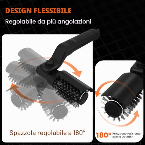 Electric Barbecue Cleaner, Stainless Steel 304.3 Speed, 5 Level Battery Indicator, Electric Barbecue Brush for Cleaning the Barbecue, Suitable for All Grills