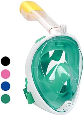 Full Face Snorkel Mask,since 1908 180º Panoramic View Diving Scuba Mask Easy breath with Anti-Fog and Anti-Leak with Adjustable Head Straps Design for Adults,Youth,kids (Green, S/M)