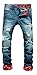 NITAGUT Men's Ripped Slim Fit Tapered Leg Jeans Blue-US 34