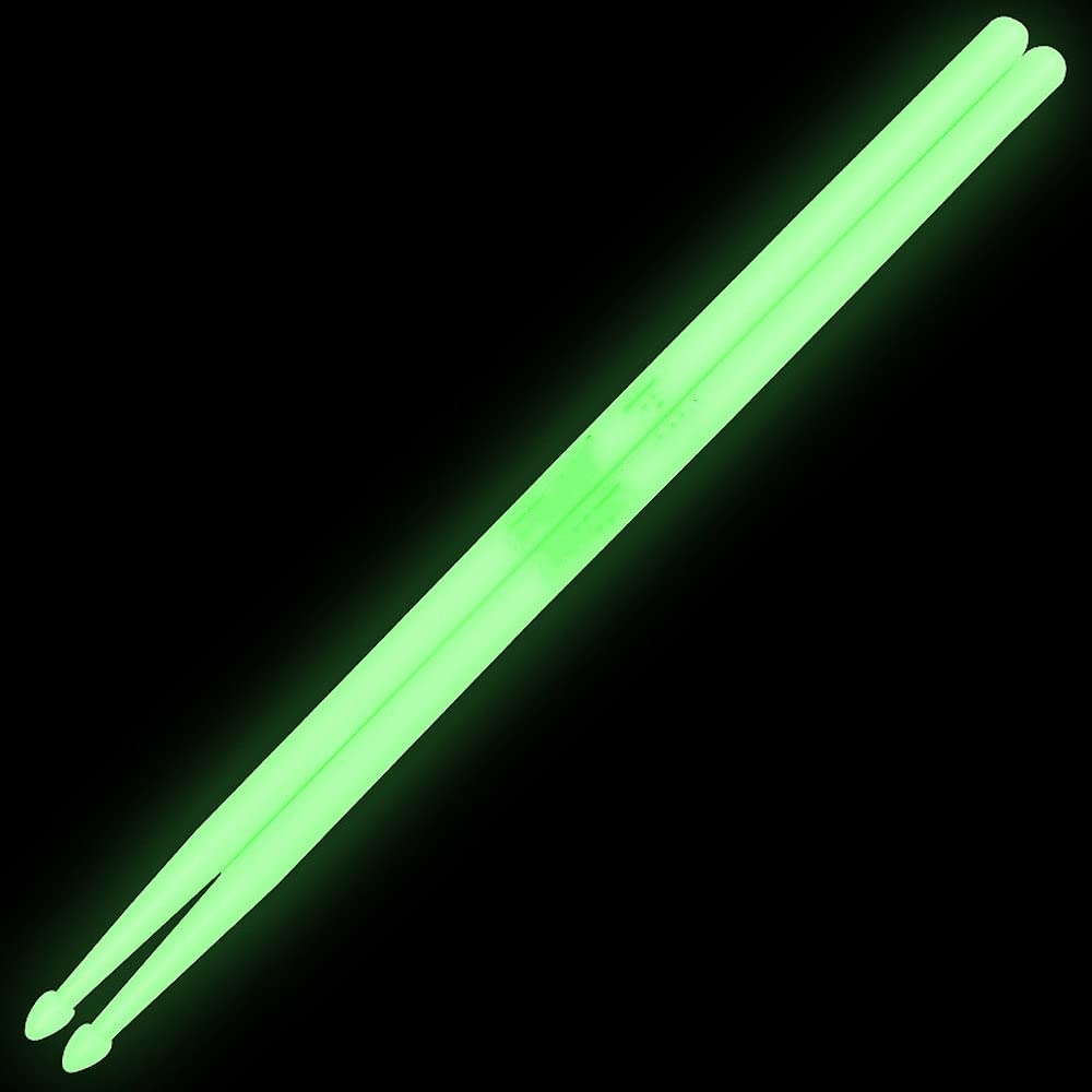 OriGlam 5A Luminous Light Up Drum Sticks, Luminous Light Up Drumsticks, Bright Luminous Glow in The Dark Drumsticks, Bright Light Up Drum Sticks (Green)
