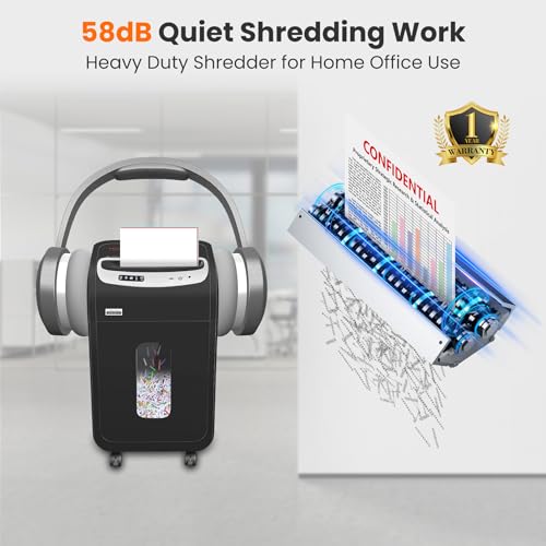 VidaTeco Cross Cut Paper Shredder Heavy Duty, 20-Sheet 60 Mins Running Shreds Paper/Card/Staple/Clip Paper Shredder for Home Office Use, P-4 AUTO Jam Proof(ETL) 30L Pullout Bin and 4 Casters