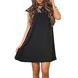 PZZ BEACH Women Sleeveless Hollow Sheer Lace Patchwork Casual Mini Dress