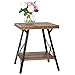 Harper & Bright Designs Lindor Collection Solid Wood End Table with Metal Legs,Living Room Set/Rustic Brown