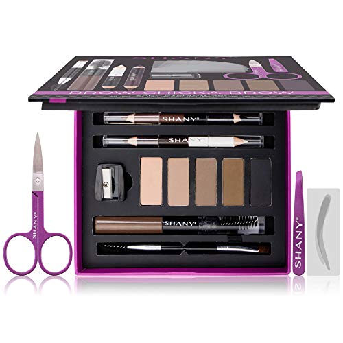 SHANY Brow Chicka Brow Eyebrow Set - 23 Piece Eyebrow Makeup Kit with Brow Powder, Brow Gel, Dual Ended Pencils, Stencils, Scissors, and Tweezers - All Hair Colors