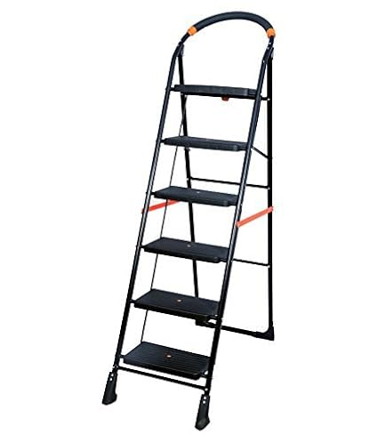 Parasnath Milano Iron 6-Steps Folding Ladder (Black)