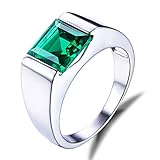 Jewelrypalace Men's Square 2.2ct Simulated Russian Nano Green Emerald Engagement Ring 925 Sterling Sliver Size 8