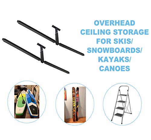 YUANSHI Ceiling Storage Rack-Double Ladder Ceiling Rack-Hi-Port 2 Garage Storage and Organization Hanger Mount-Home,Garage &Shop