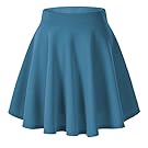 Urban CoCo Women's Basic Versatile Stretchy Flared Casual Mini Skater Skirt (Small, Steelblue)