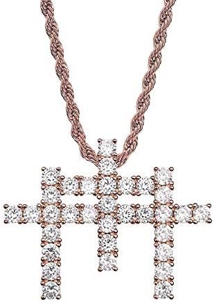 ANLW Hip Hop Gunna Necklace M Cross Pendant Religious Christian Necklace Fashion Accessories for Men Gifts