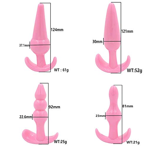 Bu~tt P~lu~g T-bar Base Kit - Training Toys - Erotic Games Role Play - Womens Stimulator - 4 pcs Beginners Anales Set - Best Idea for Gift to Him - Pink