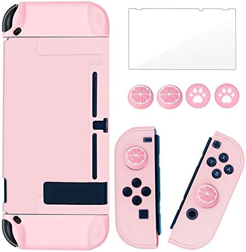 Brhe スイッチケースswitch 用カバー ドック対応 Pcケース ニンテンドースイッチ ハードケースjoy Conカバー 防塵 防汚 保護フィルム かわいい猫 肉球 サムスティック ピンク