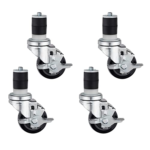 DuraSteel 11/2" Expanding Stem Caster with Side Brake for Commercial