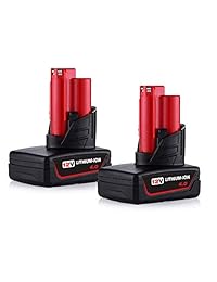 VANTTECH - Batería de litio para herramientas de taladro inalámbrico Milwaukee M12 XC 48-11-2440 48-11-2402 48-11-2411 (2 unidades, 4000 mAh)
