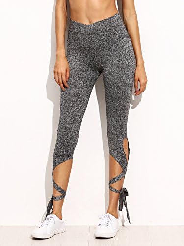 Light Grey High Waist Criss Cross Tie Leggings(Color:Light Grey Size:XS,S,M,L)