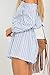 Simplee Apparel Womens Off Shoulder Long Sleeve Striped Short Jumpsuit Romper,Blue,4/6