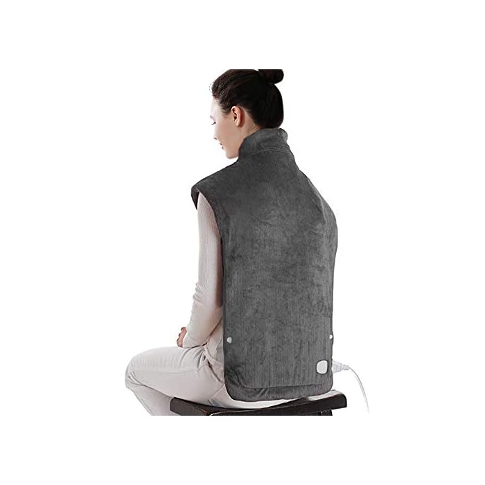 Sable Electric Heating Pad for Neck, Shoulders and Back Pain with Auto Off, 6 Temperature Settings, Fast Heating | 25" x 32" (XXX-Large), Dark Gray