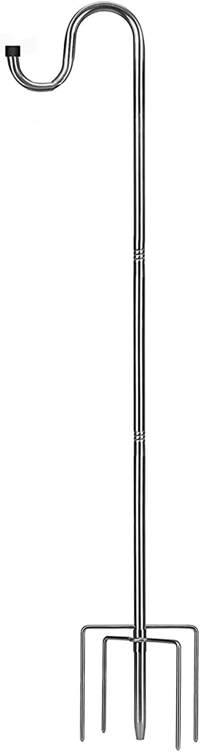 Outdoor Shepherd's Hooks - Barcetine Shepherds Hook, 78 inch Bird Feeder Pole Heavy Duty Metal Outdoor Hooks with 5 Prong Base for Garden Decor (1 Pack)