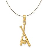 The Black Bow 14k Yellow Gold Baseball Bats and Ball Necklace
