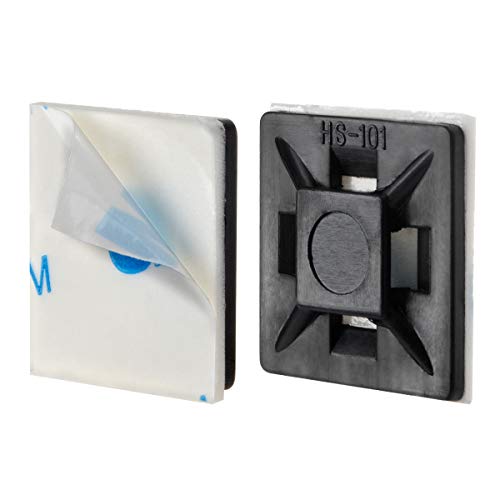 XHF2018 Self Adhesive Cable Tie Mounts Wire Tie Base Holders (21mm x 21mm) (HS-101, Black)