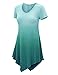 Lock and Love LL WT1051 Womens V Neck Short Sleeve Ombre Tunic Top XXL TEAL