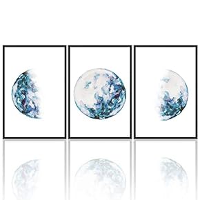 signwin 3 Piece Framed Canvas Wall Art Moon...